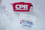 Rescue Breather with 2 gloves on key chain, red